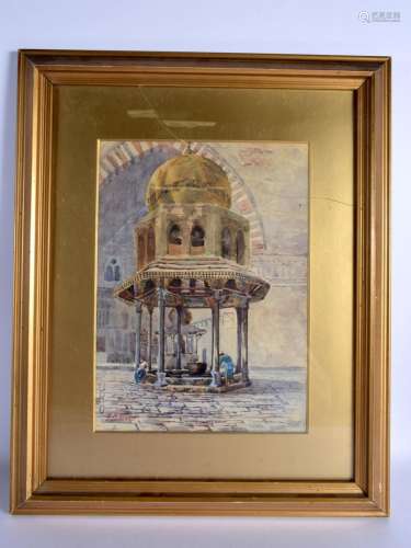 F D Fowler (C1910) Watercolour, Arabic mosque scene. 50 cm x...