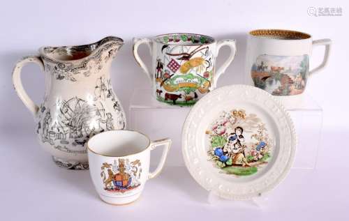 19th century English pottery jug and mug both with the motto...