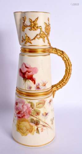 Royal Worcester claret jug shape 1047, painted with flowers ...