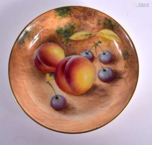 Royal Worcester large pin tray painted with fruit by Roberts...