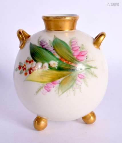 Royal Worcester spherical vase with two handles and three ba...