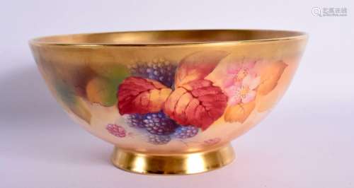 Royal Worcester large bowl painted inside and out with autum...