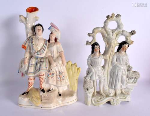 TWO LARGE 19TH CENTURY STAFFORDSHIRE FIGURES. Largest 32 cm ...