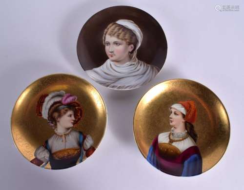 19th century Continental pair of circular plaques painted wi...