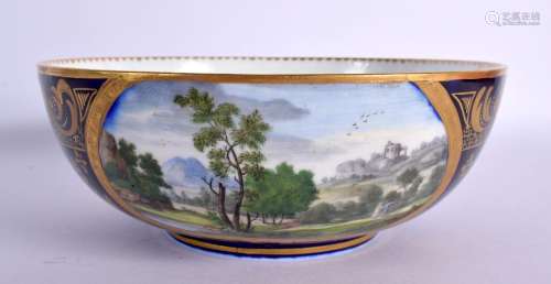 18th century Sevres fine bowl painted with two fine landscap...