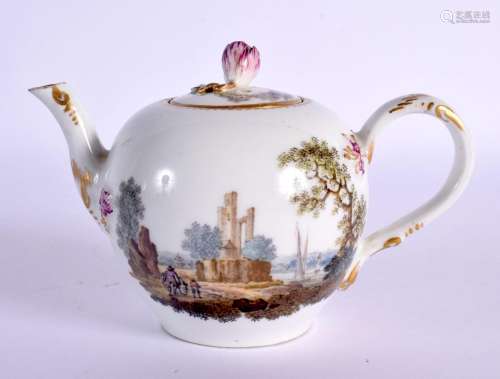 18th century Meissen miniature teapot and cover painted with...
