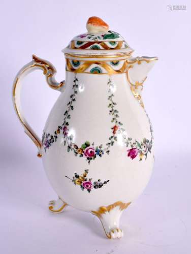 18th c, Ludwigsburg three footed jug and cover painted with ...