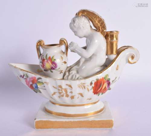 19th century Paris porcelain inkwell modelled with a winged ...