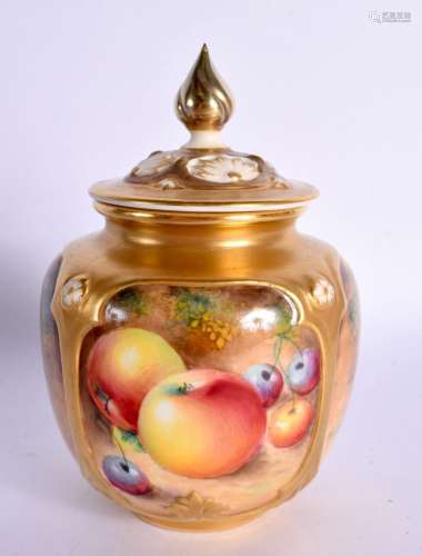 Royal Worcester pot pourri vase and cover shape H162 painted...