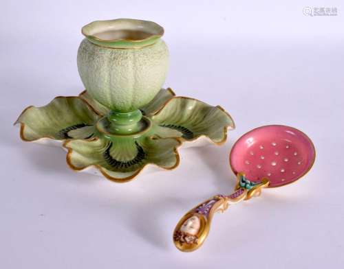 Royal Worcester rare vase modelled in the form of a lily pad...