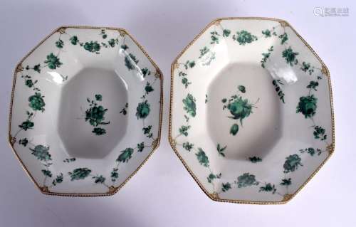 18th century Chelsea Derby pair of octagonal graduated dishe...