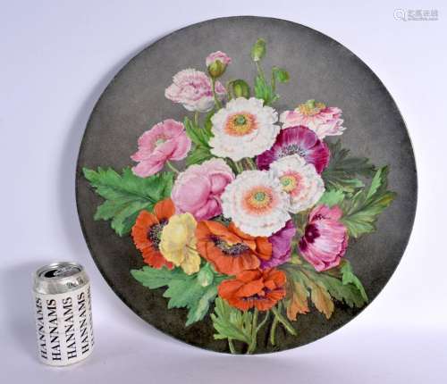 Royal Worcester rare circular plaque painted with flowers, i...
