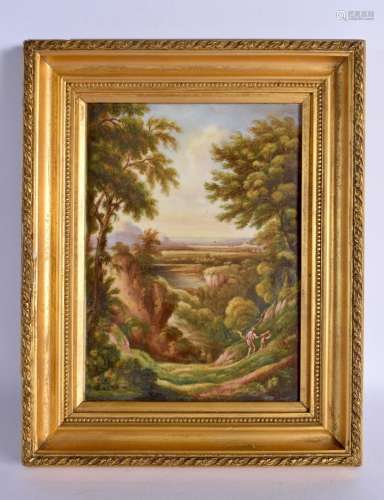 19th century English porcelain plaque painted with two figur...