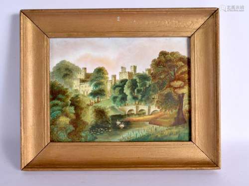 19th century English porcelain plaque painted with Warwick C...