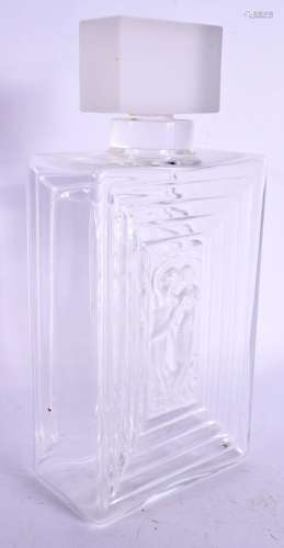 A LARGE FRENCH LALIQUE GLASS SCENT BOTTLE. 21 cm x 8 cm.