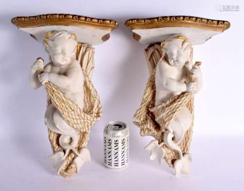 A LARGE PAIR OF 19TH CENTURY ROYAL WORCESTER BISQUE PORCELAI...