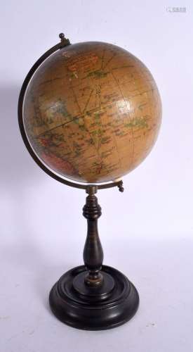 A VINTAGE 6INCH TERRESTRIAL GLOBE. 34 cm high.