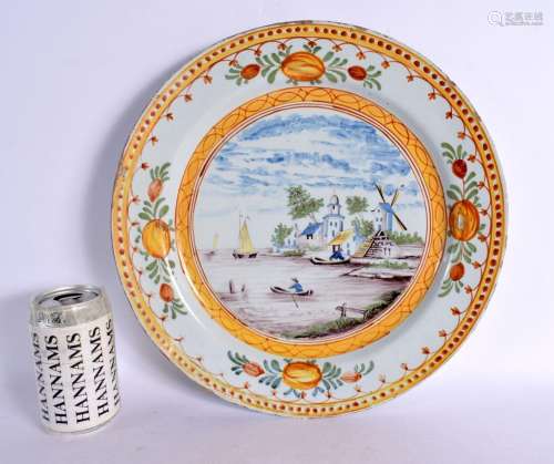 A LARGE 18TH CENTURY DUTCH DELFT FAIENCE TIN GLAZED CHARGER ...