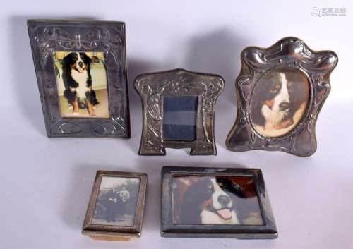 FIVE SILVER PHOTOGRAPH FRAMES. (5)