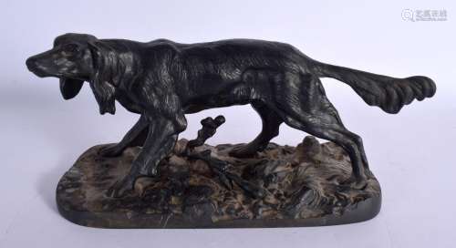 A 1970S IRON FIGURE OF A ROAMING HUNTING HOUND. 30 cm x 15 c...