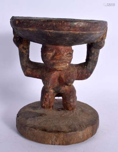 AN EARLY 20TH CENTURY AFRICAN TRIBAL CARVED WOOD FIGURAL BOW...