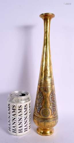 A LARGE LATE 19TH CENTURY MIDDLE EASTERN SILVER INLAID VASE ...