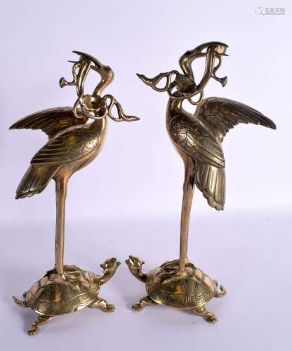 A PAIR OF 19TH CENTURY JAPANESE MEIJI PERIOD POLISHED BRONZE...