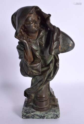 Adolphe Maubach (19th/20th Century) Bronze, Hooden figure. 2...