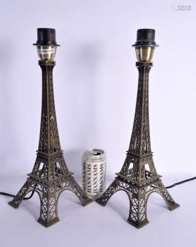 A LARGE PAIR OF RETRO FRENCH EIFFEL TOWER LAMPS. 40 cm high.