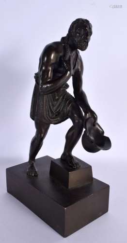 A 19TH CENTURY EUROPEAN GRAND TOUR BRONZE FIGURE OF A MALE m...