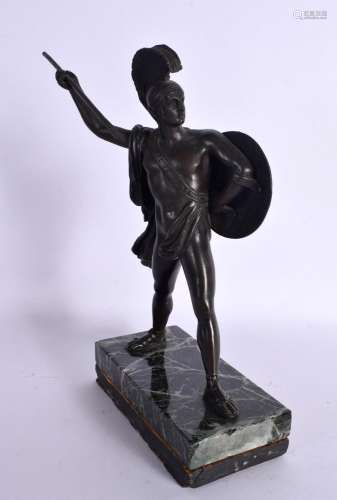 A 19TH CENTURY EUROPEAN GRAND TOUR BRONZE FIGURE OF A MALE m...