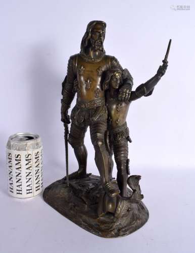 A LARGE 19TH CENTURY FRENCH BRONZE FIGURE OF JEAN LE BON Joh...