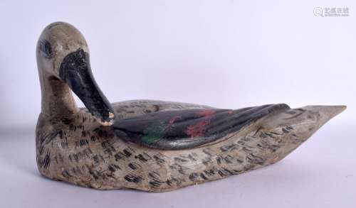 A 19TH CENTURY CONTINENTAL CARVED AND PAINTED WOODEN DECOY D...