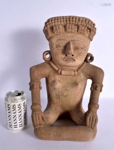 A LARGE SOUTH AMERICAN PRE COLUMBIAN TYPE POTTERY FIGURE mod...