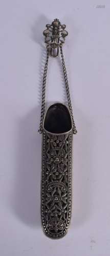 A 19TH CENTURY TURKISH SILVER INSTRUMENT HOLDER with carved ...
