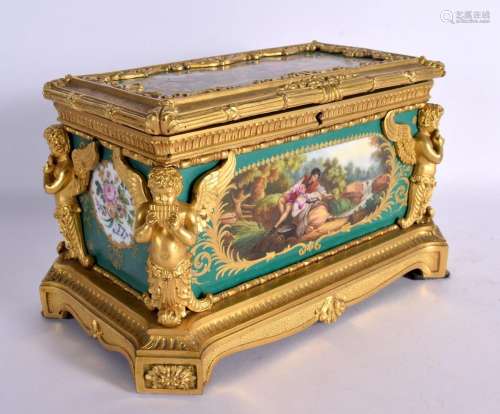 A FINE MID 19TH CENTURY FRENCH SEVRES PORCELAIN AND ORMOLU C...