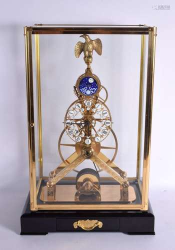 A CONTEMPORARY MOON PHASE SKELETON CLOCK. 52 cm x 28 cm.