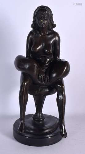 A CONTEMPORARY BRONZE FIGURE OF A NUDE FEMALE. 38 cm high.