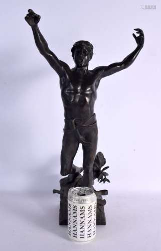 European School (C1920) Bronze, Leaping Male. 48 cm x 18 cm.