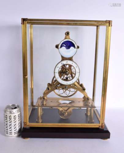 A LARGE CONTEMPORARY MOONPHASE SKELETON CLOCK. 45 cm x 20 cm...