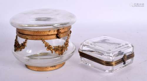 TWO EARLY 20TH CENTURY FRENCH CRYSTAL GLASS BOXES. Largest 1...