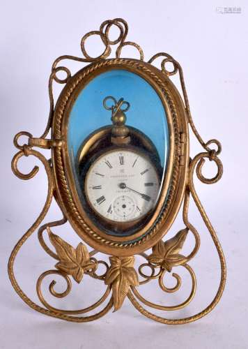 AN EARLY 20TH CENTURY FRENCH GILT METAL GLASS POCKET WATCH H...