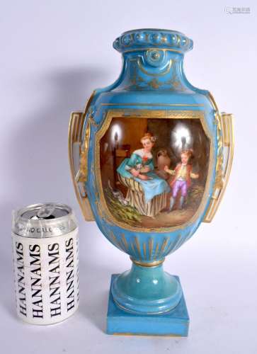 A LARGE 19TH CENTURY FRENCH SEVRES STYLE PORCELAIN VASE pain...