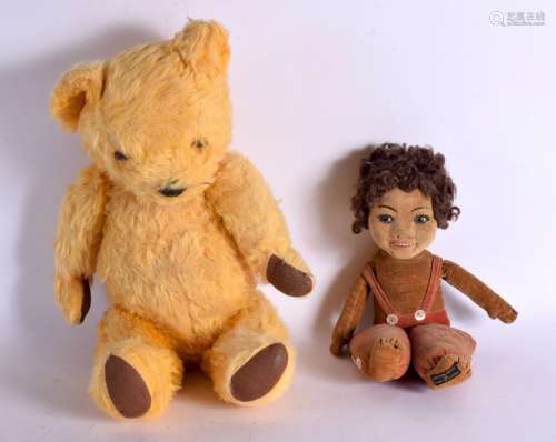 A VINTAGE NORAH WELLINGS PLUSH TOY together with a teddy bea...