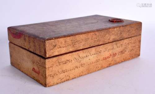 A VERY UNUSUAL 18TH CENTURY RECTANGULAR BOX wrapped in calli...