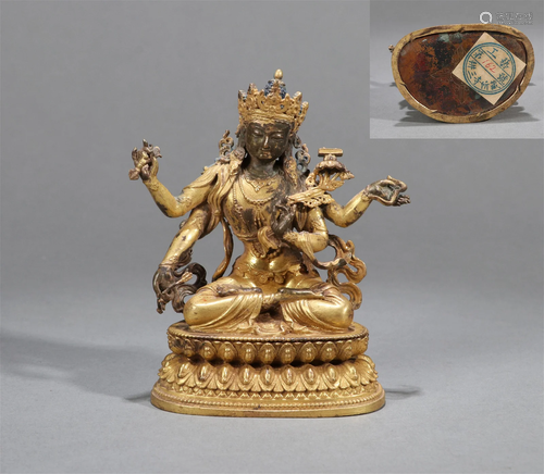 A GILT BRONZE STATUE OF CUNDHI BODYATTV