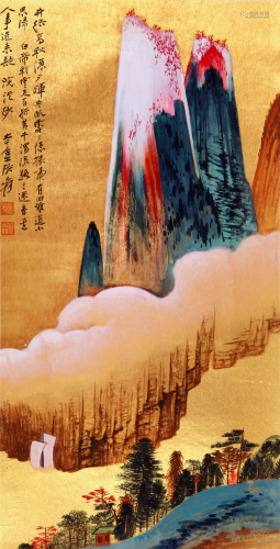 THE CHINESE PAINTING OF LANDSCAPE, MARKED BY ZHANGDAQIAN