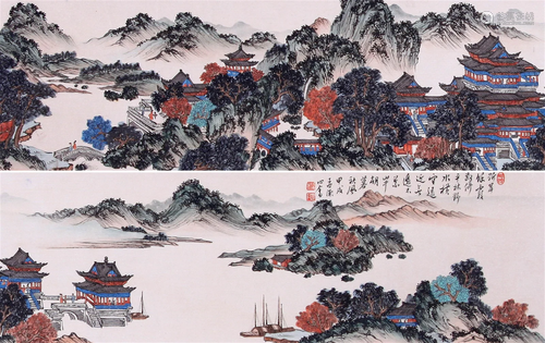 THE CHINESE PAINTING OF PAVILIONS, MARKED BY PUIXNSHE