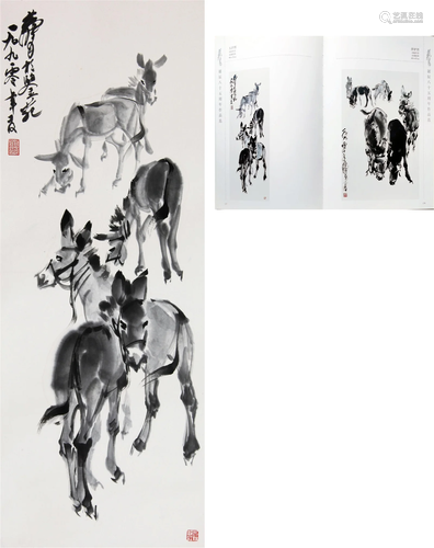 THE CHINESE PAINTING OF SIX DONKEYS, MARKED BY HUANGZHOU