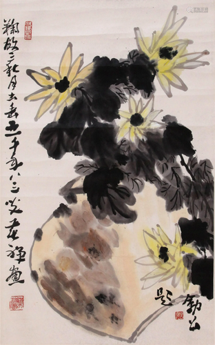 THE CHINESE PAINTING OF JUGUSANQIU, MARKED BY LIKUCHAN